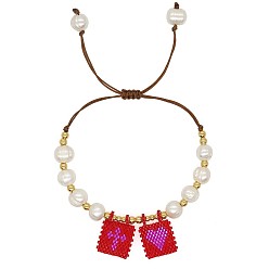 ZZ-B230001C Bohemian Style Single Color Beaded Love Cross Freshwater Pearl Bracelet for Women