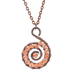 Bisque Natural Dyed Agate Beaded Conch Pendant Necklace with Alloy Chains, Bisque, 20.87 inch(53cm)