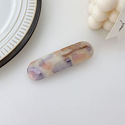 Lilac Tartan Pattern Cellulose Acetate Hair Barrette, Oval Shaped Hair Accessories for Girls Women, Lilac, 85x28mm