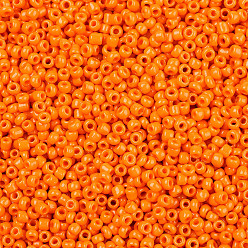 Темно-Оранжевый Бисер из стекла , непрозрачные семян цветов, круглые, темно-оранжевый, Размер : диаметром около 2 мм , отверстие: 1 мм, Около 30000 шт / фунт