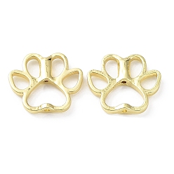 Real 18K Gold Plated Rack Plating Brass Bead, Long-Lasting Plated, Paw Print, Real 18K Gold Plated, 17x20x3.5mm, Hole: 1.2mm