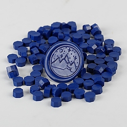 Marine Blue Sealing Wax Particles, for Retro Seal Stamp, Octagon, Marine Blue, Package Bag Size: 114x67mm, about 100pcs/bag