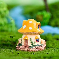 Gold Resin Miniature Mini Mushroom House, Home Micro Landscape Decorations, for Fairy Garden Dollhouse Accessories Pretending Prop Decorations, Gold, 40x40mm