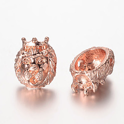 Розовое Золото Лев шарики сплава, розовое золото , 15x11.5x7.5 мм, отверстие : 2 мм