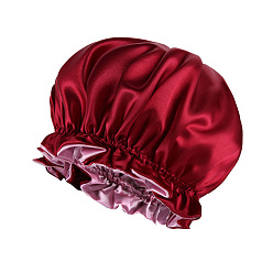 Rouge Bonnet de sommeil doublé de satin double couche pour chimiothérapie - chapeau rond extra large