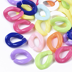 Mixed Color Opaque Acrylic Linking Rings, Quick Link Connectors, For Jewelry Curb Chains Making, Twist, Mixed Color, 19x13x4mm, Inner Diameter: 5x9mm, about 1250pcs/500g
