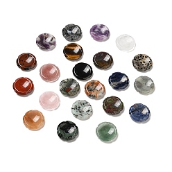 Mixed Stone Natural Mixed Worry Stones, Flower Shape, 37.5~38x38x7~7.5mm