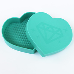 Medium Turquoise PP Diamond Tray, Diamond Picture Tools, Heart, Medium Turquoise, 70x65x18mm