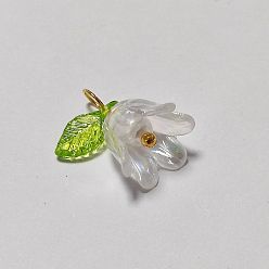 Прозрачный Прозрачные акриловые подвески, с латунной фурнитурой , цветок, прозрачные, 15 мм, отверстие : 3 мм