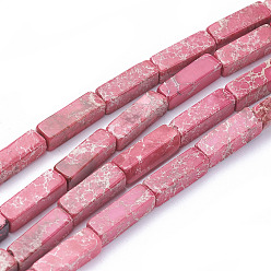 Old Rose Natural Imperial Jasper Beads Strands, Cuboid, Dyed, Old Rose, 13~13.5x4.2~4.5x4.2~4.5mm, Hole: 1.2mm, about 30pcs/strand, 15.5 inch~16.1 inch(39.5~41cm)