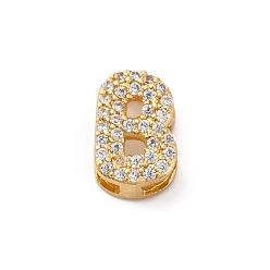 Letter B Латунные микро проложить кубического циркония бусы, долговечный, стойки покрытие, без кадмия и без свинца, В письме, реальный 18 k позолоченный, 9.5x6.5x4.5 мм, отверстие : 1.8 мм