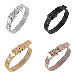 Couleur Mélangete 304 bracelets de montres en inox, montre de la ceinture s'adapte charmes de glissière, couleur mixte, 8-1/2 pouce (21.5 cm), 10mm, 4 couleur, 1 pc / couleur, 4 pcs