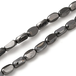 Gunmetal Plated Electroplate Glass Beads Strands, Full Plated, Faceted Oval, Gunmetal Plated, 6x4.5x3mm, Hole: 1mm, about 50pcs/strand, 13.39 inch(34cm)