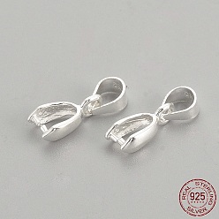 Silver 925 Sterling Silver Pendants, Ice Pick & Pinch Bails, with 925 Stamp, Silver, 13.5x9x6mm, Hole: 4mm, Pin: 0.5mm