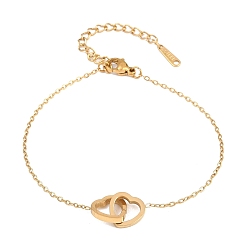 Золотой Браслеты из нержавеющей стали с переплетенными звеньями в форме сердца, браслеты-цепочки для женщин, золотые, 304 дюйм (7.17 см)