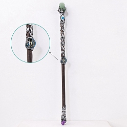 Gemini Natural Green Aventurine Twelve Constellation Magic Wand, Cosplay Magic Wand, for Witches and Wizards, Gemini, 290mm
