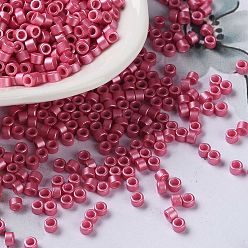 Cerise Baking Paint Glass Seed Beads, Cylinder, Cerise, 2.5x2mm, Hole: 1.4mm, about 45359pcs/pound