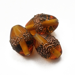 Orange Transparent Czech Glass Beads, Oval, Orange, 14x10mm
