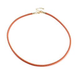 Коралловый Изготовление плетеных круглых браслетов из искусственной кожи, с застежками-карабами из нержавеющей стали золотистого цвета, коралл, 17-1/8 дюйм (43.6 см)