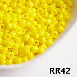Желтый Непрозрачные 8/0 стеклянные бусины, круглые, желтые, 8/0, 3.5~4x3 мм, Около 300 шт / 10 г