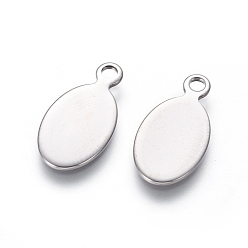 Stainless Steel Color 201 Stainless Steel Pendants, Stamping Blank Tag, Oval, Stainless Steel Color, 19x10x1mm, Hole: 2mm
