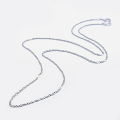 Platinum Rhodium Plated 925 Sterling Silver Singapore Chain Necklaces, Water Wave Chain Necklaces, with Spring Ring Clasps, with 925 Stamp, Platinum, 18 inch(45cm)