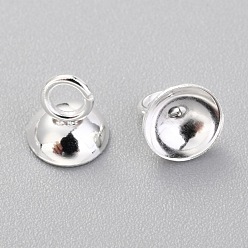 Silver 201 Stainless Steel Bead Cap Pendant Bails, for Globe Glass Bubble Cover Pendants, Silver, 6x6mm, Hole: 2.5mm