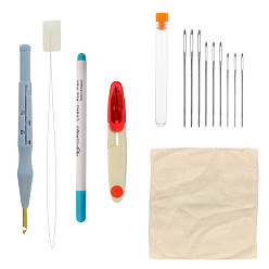Mixed Color Needle Felting Tool Kits, with Fabric, Hole Punches with Plastic Handle, Plastic Pipe, Beading Needles & Pins, Iron Scissors and Marking Pen, Mixed Color, 355.6x355.6mm