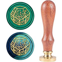 Flower Wax Seal Stamp Set, Sealing Wax Stamp Solid Brass Head,  Wood Handle Retro Brass Stamp Kit Removable, for Envelopes Invitations, Gift Card, Flower Pattern, 83x22mm