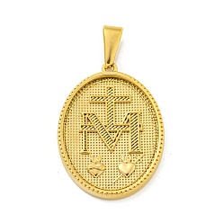 Золотой Ионное покрытие (ip) 304 подвески из нержавеющей стали, овальный шарм, золотые, 35.5x26x4 мм, отверстие : 9.5x5 мм