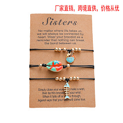 Orange and blue color scheme Стильный браслет из ракушек из сплава гавайского океанического плетения – уникально и модно!