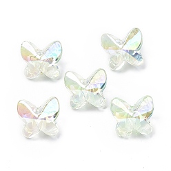 Pale Green UV Plating Rainbow Iridescent Acrylic Beads, Butterfly, Pale Green, 6x7x7mm, Hole: 1.8mm