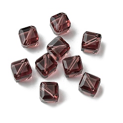 Brown Glass Imitation Austrian Crystal Beads, Faceted, Square, Brown, 7x7x7mm, Hole: 0.9mm