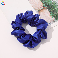 Simulated silk 8cm small loop - sapphire blue Elegant and Versatile Solid Color Hair Scrunchies for Women, Simulated Silk Ponytail Holder Accessories