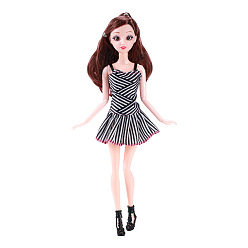Black Stripe Suspender Skirt Cloth Doll Dress, Casual Wear Clothes Set, for 11 inch Girl Doll Party Dressing Accessories, Black, 150mm