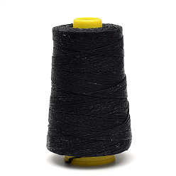 Black Eco-Friendly Polyester Thailand Waxed Cords, Twisted Cord, Black, 1.0mm, about 328.08 yards(300m)/roll