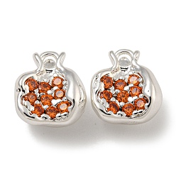 Темно-Оранжевый Латунные микропаве прозрачные кубические циркониевые подвески, платина, овальные, темно-оранжевый, 10.5x9.5x6.5 мм, отверстие : 1.5 мм