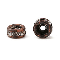 Кристалл Латунные бусины разделители для поставки стразов, класс AAA, прямой фланец, Красный цвет металлической меди, рондель, кристалл, 4x2 мм, отверстие : 1 мм