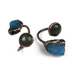 Зеленый Авантюрин Латунь с зеленым авантюрином и апатитом манжеты, Красная медь, размер США 7 1/4 (17.5 мм)