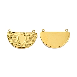 Real 18K Gold Plated Ion Plating(IP) 304 Stainless Steel Pendant Cabochon Settings, Semicircle/Half Round, Real 18K Gold Plated, Tray: 4x6mm, 12.5x18x2mm, Hole: 1mm