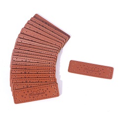 Heart Imitation Leather Labels, Handmade Embossed Tag, with Holes, for DIY Jeans, Bags, Shoes, Hat Accessories, Rectangle with Word Handmade, Saddle Brown, Heart Pattern, 15x50mm