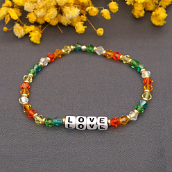 C-B210003A Bohemian Crystal Alphabet Bracelet - Minimalist, Personalized, Women's Hand Chain.