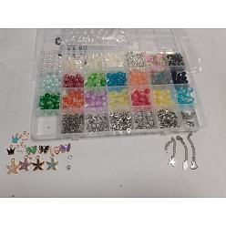 Mixed Color DIY Alloy Enamel & Glass & CCB Plastic Bracelets Jewelry Making Kits, Mixed Shapes, Mixed Color, 8.5x7.5mm, Hole: 1.5mm, 5 colors, 15pcs/color, 75pcs