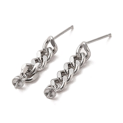 Platinum 925 Sterling Silver Dangle Stud Earrings, Platinum, 23x3mm, Pin: 11x0.7mm
