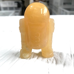 Кальцит Фигурки роботов, вырезанные из натурального кальцита, для украшения рабочего стола домашнего офиса, 40x25x60 мм