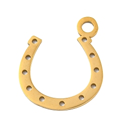 Другие Ионное покрытие (ip) 304 подвески из нержавеющей стали, лазерная резка, золотые, подкова, 25x21.5x1 мм, отверстие : 3 мм