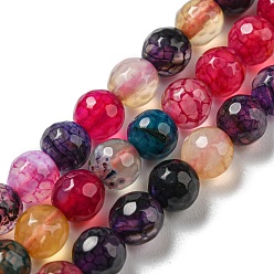 Colorful Natural Agate Beads Strands, Dyed & Heated, Round, Faceted, Colorful, 6mm, Hole: 1mm, about 62pcs/strand, 14.37~14.76 inch(36.5~37.5cm)