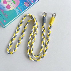 Yellow Nylon Crossbody Braided Shoulder Phone Straps, Universal Outdoor Lanyard for Men and Women, with Metal Clasp, Mobile Phone Accessories, Yellow, 11cm