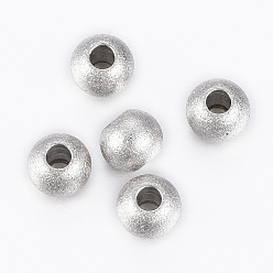 Stainless Steel Color 202 Stainless Steel Textured Beads, Rondelle, Stainless Steel Color, 6x5mm, Hole: 2mm