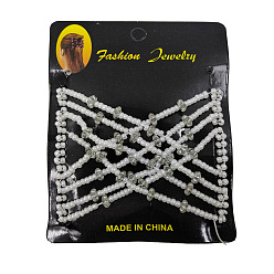 Ivoire Fabricant de pain de cheveux en acier, peigne double élastique, avec verre acrylique et perles, blanc crème, 75x85mm